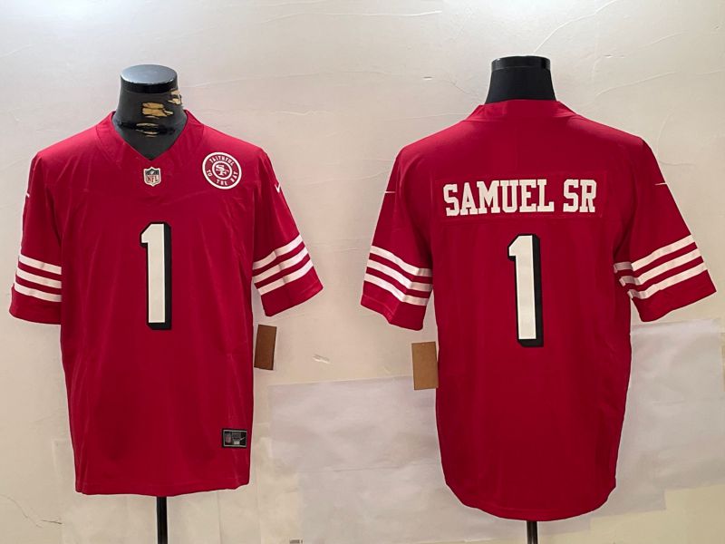 Men San Francisco 49ers 1 Samuel sr Red Three generations 2024 Nike Vapor Limited NFL Jersey style 6